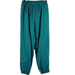Reebok Vintage 80's 90's Teal Nylon High Rise Pull On Tapered Leg Athletic Pant